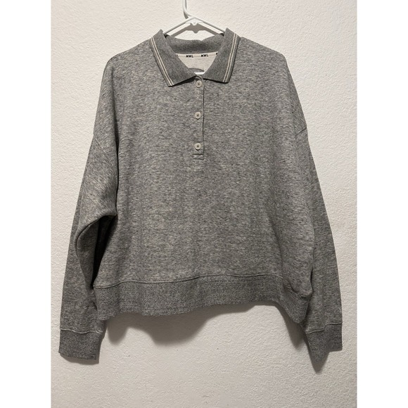 MWL Make Weekends Longer Gray Collared Sweatshirt Size 2X - Picture 3 of 14